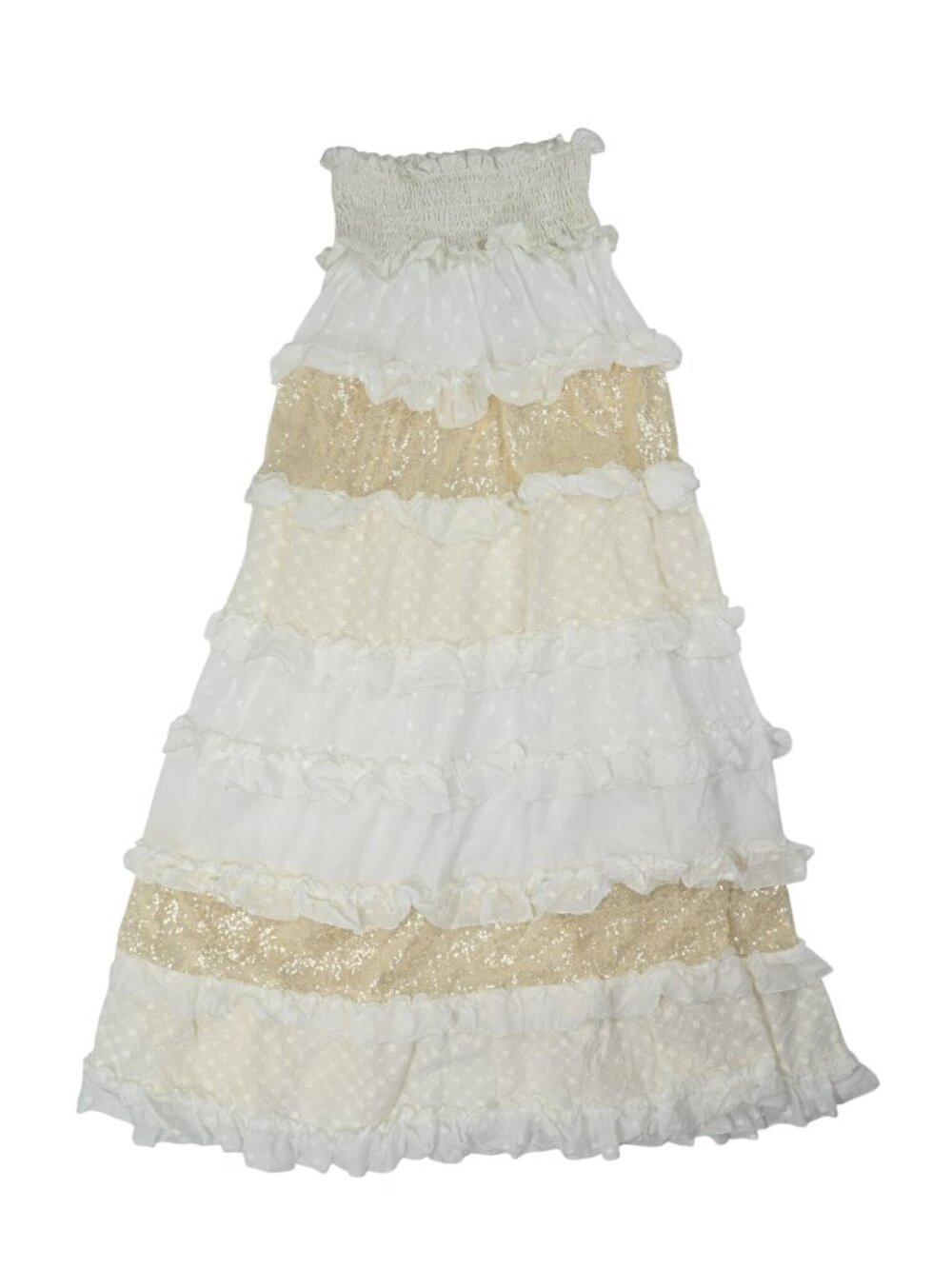 Chio Ruffle And Embroidered Skirt in White